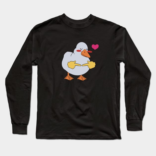 Shy duck meme t-shirt Long Sleeve T-Shirt by Skyfrost Studio